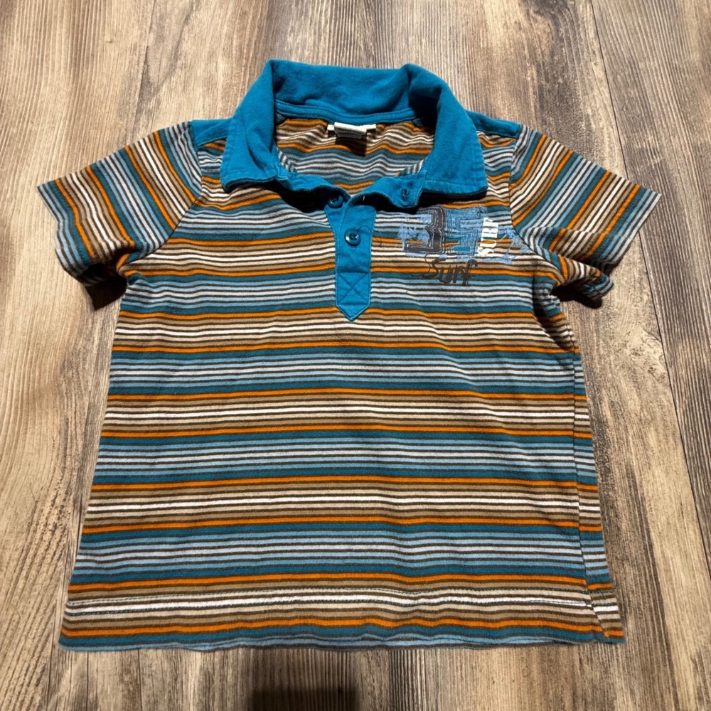 Cherokee Polo Shirt Blue Orange Striped Retro Kids 2T